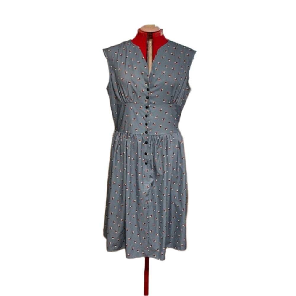 SUCREFAS cottage core style V neck floral pattern sleeveless dress breathable